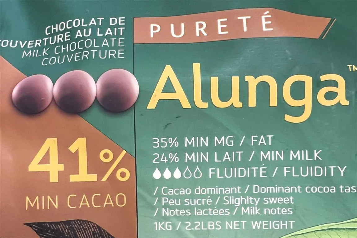 le chocolat de couverture lait Alunga de chocolat Barry