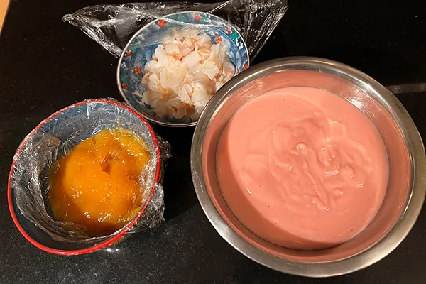 les différentes préparations du "pomme-litchees"