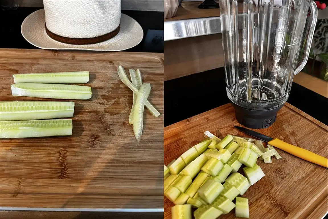 découpe et mixage des concombres