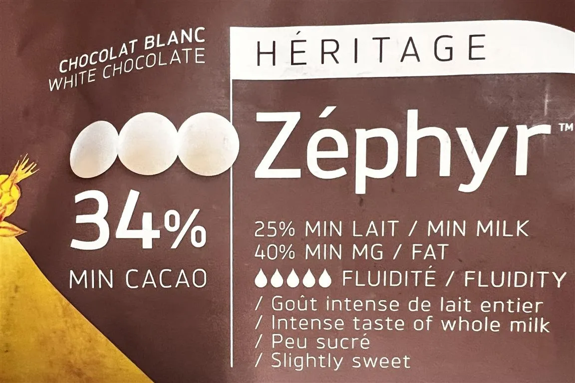 le chocolat de couverture blanc zephyr de chocolat Barry